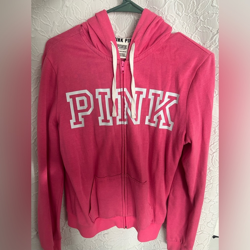 Pink victoria secreta zip up hoodie